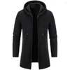 Men's Sweaters Men Coat Warm Zipper Medium Long Cardigan Cashmere Cotton Blended Casual Knitwear Sweatercoat Mens Clothes