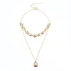 Collares colgantes Oro Étnico Multicapa Shell Llamativo Collar Seashell Playa Cadena Gargantilla Mujeres Jewelry203S