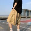 Herr shorts sommarlastverktyg amerikansk khaki kausal high street lös stor ficka bred ben sexpunkt byxor manliga kläder