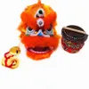 Classic Kid Lion Dance gong Drum Mascot Costume 5-10age 14inch Cartoon Puntelli Sub Play Parade Outfit Dress Sport Festa tradizionale 270Y