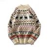 Men's Sweaters Men's Causal Half Turtleneck Sweater Deer Printed Autumn Spring Christmas Pullover Knitted Jumper Sweaters Slim Fit Male Clothes L230719
