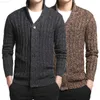 Men's Sweaters Warm Coats Thick Cardigan Sweater Men V-Neck Solid Slim Fit Knitting Button Men's Sweaters Korea Style Autumn Fashion Casual Top L230719