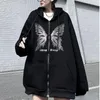 Moletons masculinos Y2k roupas borboleta Harajuku feminino hip hop zíper estético moletom com capuz feminino gótico jaqueta punk outono inverno