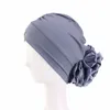 Indien Satin fleur Turban femmes musulman intérieur Hijab plissé chapeau chimio Cancer casquette foulard Stretch perte de cheveux bonnets Bonnet nouveau