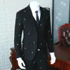 Traje antiarrugas Blazer Slim Fit Hombre Puro Negro Bordado Traje Chaqueta Hombres Vestidos de novia Tres piezas 365wt19303m