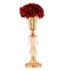 Vasen 10 teile/los Gold Tisch Metall Blume Straße Führen Kristall Hochzeit Herzstück Blumen Vase Für Ehe Wohnkultur