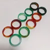 6mm Band Rings Green Yellow Glass Crystal Agate Jade Ring Jewelry Finger Rings For Women Men