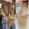 #8 60 Balayage Human Hair Extensions Ombre Medium Brown Ombre Hair #613 #60 Light Blonde With Highlights 100gram251c