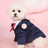 Hundkläder Små kläder Stylish Suit Bow Tie Costume Dresses For Dogs Formella bröllopskläder