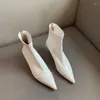 Botas Outono Couro Envernizado Tornozelo Moda Bico Apontado Atrás Zíper Feminino Elegante Salto Curto Salto Alto Para Sapatos Femininos