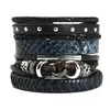 4pcs/Set Vintage Leather Wrap Braided Bracelet For Men Women Cuff Chain Bracelet Adjustable Black Brown Jewelry Accessories