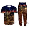 Agasalhos masculinos gótico vintage horror caveira impressão 3d casual camiseta calças jogging calças terno roupas femininas/conjuntos