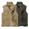 Men's Vests Autumn Mens Sleeveless Tactical Pographer Jacket Cotton Casual Multi Pocket Vest Male Waistcoat Coat Plus Big Size