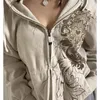 Women's Hoodies Sweatshirts Xingqing Fairy Grunge Sweatshirt 2000s Aesthetic Graphic Long Sleeve Tops with Pockets Vintage Coat y2k Women Hoodie Streetwear 230719