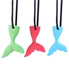 Silicone queue de sirène pendentif bébé anneau de dentition collier enfants de qualité alimentaire sensoriel jouets à mâcher infantile dents molaire bâton cadeau