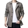 Hommes Trench-Coats Plus La Taille Manteau Coupe Ample Long Revers Simple Poitrine Coupe-Vent Veste Bouton Pardessus Hommes Vêtements 2023 B137