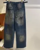 Jeans da uomo Design di lavaggio pesante di alta qualità Famoso marchio strappato Fine Sciolto Lusso Puro cotone Uomo a gamba larga originale