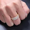 NYHET HIP HOP BLING MENS Womens smycken ringer Guld Silver tre rad Zircon Diamond Engagement Iced Out Rings199U