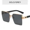 Solglasögon europeiska och amerikanska mode metall stor ram ljus lyx stil guld halv