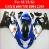 スズキGSXR600 GSXR750 K4 2004 2005の装備ブルー白いフェアリングフェアリングキットGSXR 600 750 04 05 TDWC273W