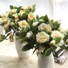 Dekorativa blommor 2 st/parti Artificial Fabric Gardenia Flower Plant med plaststam Bruddekoration bröllop