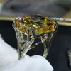 Fedi nuziali WUIHA Top Quality 925 Sterling Silver 3EX 20CT VVS Yellow Created e Wedding Engagement Anello personalizzato Fine Jewelry 230718