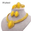 Ensembles de bijoux de couleur or 24 carats africains pour femmes Dubai mariée mariage femme cadeaux bijou collier bracelet boucles d'oreilles bague ensemble de bijoux 21302O