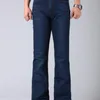 MENS FLARED BEN BOLESERS HÖG Midja lång flare för män bootcut blå jeans Hommes Bell Bottom 2103172294