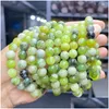 Beaded Strand Jd Natural Stone Qinghua Flower Jade Bead Bracelets Women Fashion Jewelry Gemstone Gift Handmade Bracelet Wristband Dr Dhnsf