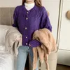 Women's Knits TingYiLi Short Sweater Cardigan Autumn Winter Warm Sweaters Female Korean Style Ladies Purple Beige Khaki