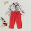 Ensembles de vêtements Baby Boy 2pcs Pant Vêtements d'automne à manches longues Santa Claus / Deer Shirt and Suspender Pantal