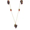Anhänger Halsketten Europäische und amerikanische Mode Lange Stil Grape Fruit Quaste Halskette Emaille Glasierte Erdbeere Pullover Kette