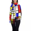 Halsdukar kvinnlig stor färg konst retro mondrian kvinnor vinter fall tjock varm tofs sjal wrap piet abstrakt pläd halsduk