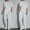 Hommes Survêtements Ice Silk Sports Set Summer Thin Track Pantalons décontractés T-shirt à manches courtes Séchage rapide 230718