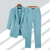 Pantalon deux pièces femme 2023 printemps été élégant costume veste ensemble assorti coréen Chic Blazers manteau 2 femme professionnel 230718