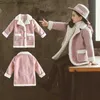 Jackets Children 's Wool 블렌드 코트 겨울 쉬폰 모피 코트 두꺼운 따뜻한 코트 6 7 8 9 10 12 14 세 Z230720