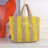 Stripe Lafite Grass Beach Bags women Designer Handbags Purse Classic Fashion Embroidered Letters Pure Hand Woven Bagss Straw Shopping Vacation Summer Woven Purse