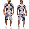 Men's Tracksuits Floral Letter Printed Casual T Shirt Tracksuit Set Male Jogger Fancy Style Outfit 230719