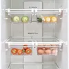 Dish Racks Kitchen Fruit Food Storage Box Plastic Clear Fridge Organizer Slide Under Shelf Drawer Rack Holder Refrigerator 230719