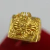 Cluster Ringe Reines Gold Farbe Für Frauen Männer 3D Pixiu Einstellbare Fingle Verlobung Hochzeit Gelb Ring Edlen Schmuck Geschenke
