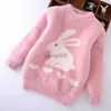 Pull 2023 Nouveau Pull Pour Filles Pull Top Printemps Automne Chaud Sweat Pâques Mignon Lapin Tricoté Pull Adolescent Enfants Vêtements 3-12Y HKD230719