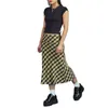 Jupes Femme Plaid Imprimé Taille Haute Midi Jupe A-ligne Moulante Longue Jupe Crayon Y2K Streetwear E-Girl 90S Mode 230719