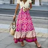 Rokken Boho Retro Bloemenprint Vrouwen 2023 Zomer Hoge Taille A-lijn Geplooide Lange Casual Holiday Beach Rok