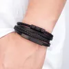 Charm Armbänder XQNI Mehrschichtiges Lederarmband Edelstahl Metall Luxus Armreif Für Männer Accessoires Freund Ehemann Geschenk