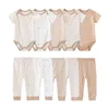 Clothing Sets 6/9/10 pieces baby girls' clothes born solid Skin-tight garmentpants cotton baby boys' clothes short sleeved girls' baby clothes cartoon 230719