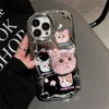 Cell Phone Cases Korean Cute 3D Cat Bracket Star Plating Soft Phone Case For iPhone 14 13 12 11 Pro Max X XS XR Lovely Kitten Shockproof Cover J230719