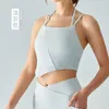Women's halter tight vest quick dry yoga suit for daily close-fitting solid color leisure badminton beauty back breathable designer tight short dsb585