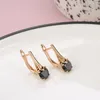 Dangle Chandelier SYOUJYO Luxury Simple Black Natural Zircon Clips Earrings for Women Elegant 585 Golden Fashion Bride Wedding Fine Jewelry 230718
