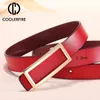 Neck Ties COOLERFIRE Designer Gold Buckle Belt Waist Female Skinny Thin Genuine Leather Belts For Women Dress LB016 230718