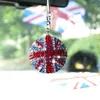 Interiördekorationer Union Jack Bling Car BACKE View Mirror Pendant Crystal Ball Rhinestone Hängande prydnad för Mini Cooper bilens charmdekoration X0718